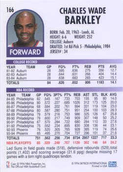 1994-95 Hoops #166 Charles Barkley Back