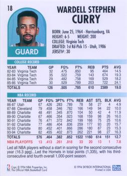 1994-95 Hoops #18 Dell Curry Back