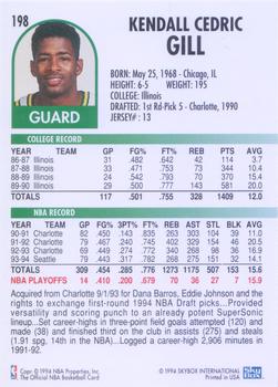 1994-95 Hoops #198 Kendall Gill Back