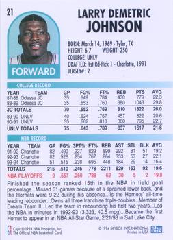 1994-95 Hoops #21 Larry Johnson Back
