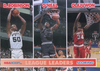1994-95 Hoops #257 David Robinson / Shaquille O'Neal / Hakeem Olajuwon Front