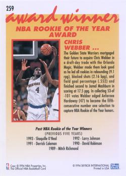 1994-95 Hoops #259 Chris Webber Back