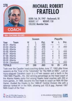 1994-95 Hoops #278 Mike Fratello Back