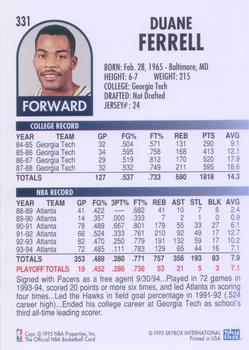 1994-95 Hoops #331 Duane Ferrell Back