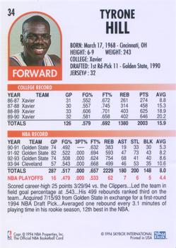 1994-95 Hoops #34 Tyrone Hill Back