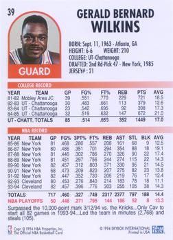 1994-95 Hoops #39 Gerald Wilkins Back