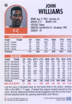 1994-95 Hoops #40 John Williams Back