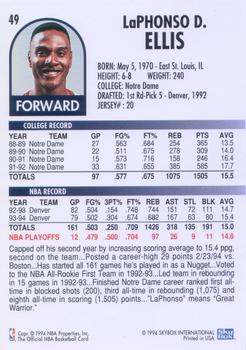 1994-95 Hoops #49 LaPhonso Ellis Back