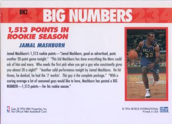 1994-95 Hoops - Big Numbers #BN2 Jamal Mashburn Back