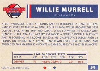 2020 Lana Sports ABA #54 Willie Murrell Back