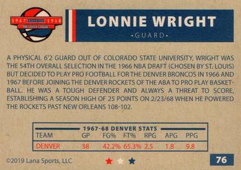 2020 Lana Sports ABA #76 Lonnie Wright Back