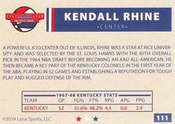 2020 Lana Sports ABA #111 Kendall Rhine Back