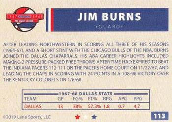 2020 Lana Sports ABA #113 Jim Burns Back