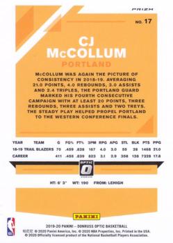 2019-20 Donruss Optic - Blue Velocity #17 CJ McCollum Back