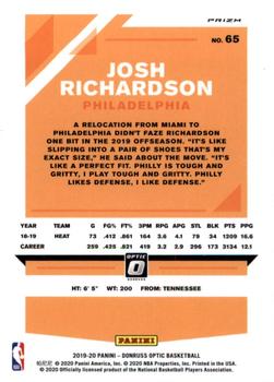 2019-20 Donruss Optic - Blue Velocity #65 Josh Richardson Back