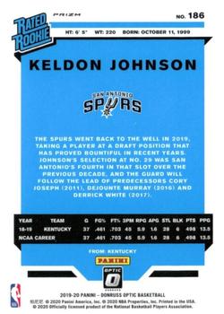 2019-20 Donruss Optic - Blue Velocity #186 Keldon Johnson Back