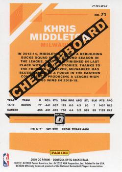 2019-20 Donruss Optic - Checkerboard #71 Khris Middleton Back
