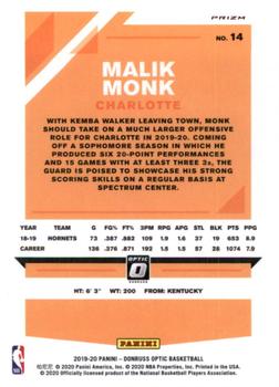 2019-20 Donruss Optic - Hyper Pink #14 Malik Monk Back