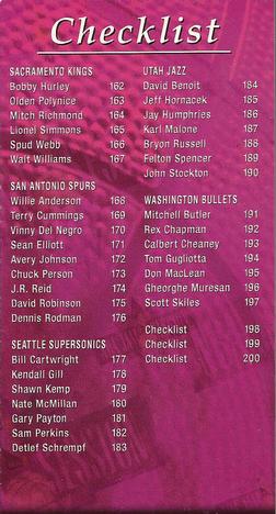 1994-95 Jam Session #200 Checklist: 162-200 and Inserts Front