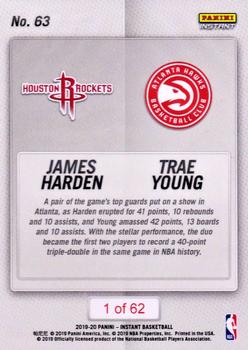 2019-20 Panini Instant NBA #63 James Harden / Trae Young Back
