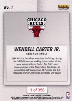 2019-20 Panini Instant NBA Rising Stars #1 Wendell Carter Jr. Back