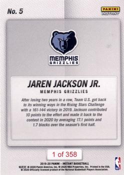 2019-20 Panini Instant NBA Rising Stars #5 Jaren Jackson Jr. Back