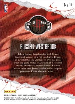 2019-20 Panini Court Kings #11 Russell Westbrook Back