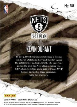 2019-20 Panini Court Kings #55 Kevin Durant Back