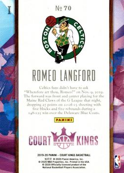 2019-20 Panini Court Kings #70 Romeo Langford Back