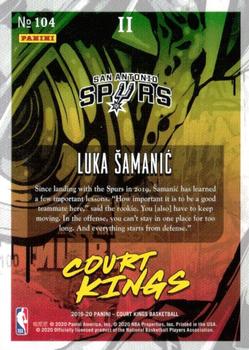 2019-20 Panini Court Kings #104 Luka Samanic Back