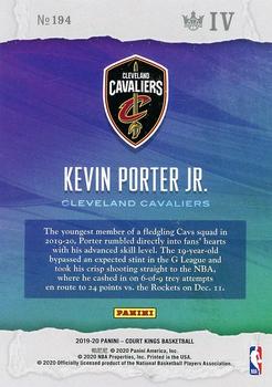 2019-20 Panini Court Kings #194 Kevin Porter Jr. Back