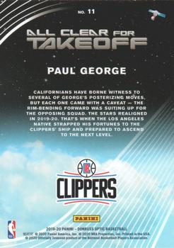 2019-20 Donruss Optic - All Clear for Takeoff #11 Paul George Back