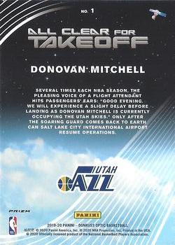 2019-20 Donruss Optic - All Clear for Takeoff Holo #1 Donovan Mitchell Back