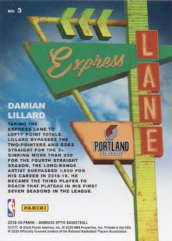2019-20 Donruss Optic - Express Lane #3 Damian Lillard Back
