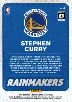2019-20 Donruss Optic - Rainmakers #4 Stephen Curry Back