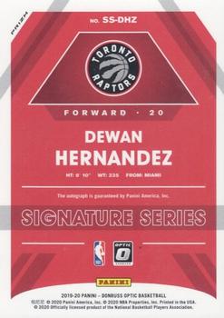 2019-20 Donruss Optic - Signature Series Holo #SS-DHZ Dewan Hernandez Back