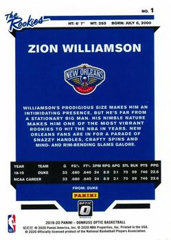 2019-20 Donruss Optic - The Rookies #1 Zion Williamson Back