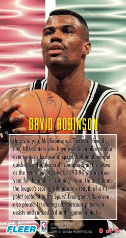 1994-95 Jam Session - Gamebreakers #8 David Robinson Back