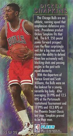 1994-95 Jam Session - Rookie Standouts #15 Dickey Simpkins Back