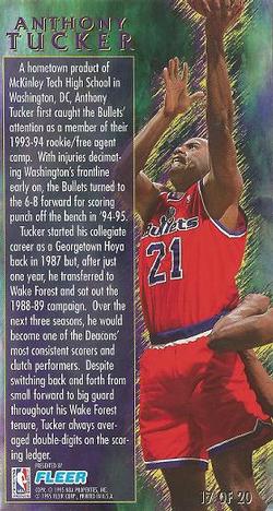 1994-95 Jam Session - Rookie Standouts #17 Anthony Tucker Back