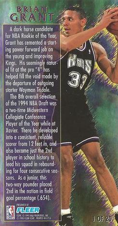 1994-95 Jam Session - Rookie Standouts #1 Brian Grant Back