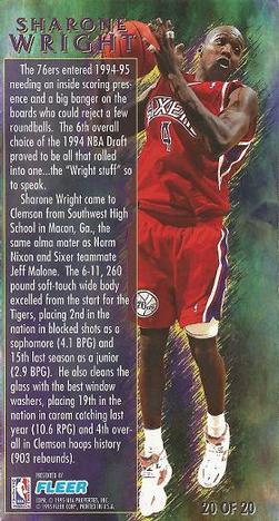 1994-95 Jam Session - Rookie Standouts #20 Sharone Wright Back