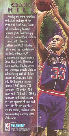 1994-95 Jam Session - Rookie Standouts #2 Grant Hill Back