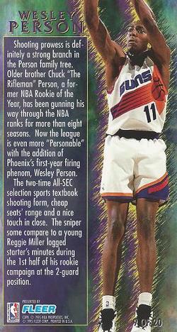 1994-95 Jam Session - Rookie Standouts #9 Wesley Person Back