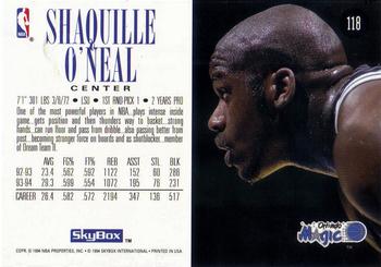 1994-95 SkyBox Premium #118 Shaquille O'Neal Back