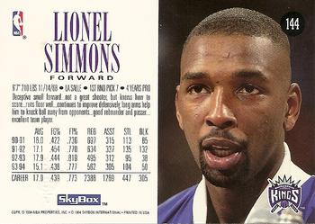 1994-95 SkyBox Premium #144 Lionel Simmons Back