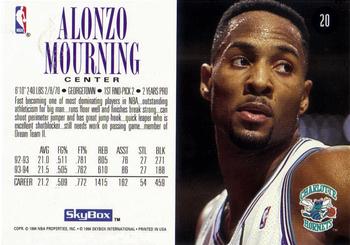 1994-95 SkyBox Premium #20 Alonzo Mourning Back