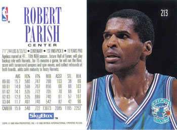 1994-95 SkyBox Premium #213 Robert Parish Back