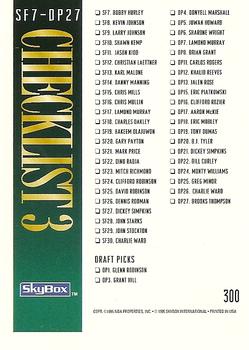 1994-95 SkyBox Premium #300 Checklist 3: 346-350 and Inserts Back