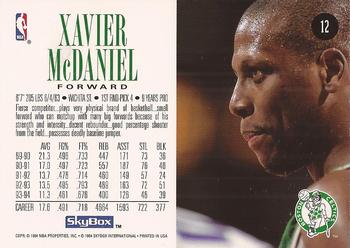 1994-95 SkyBox Premium #12 Xavier McDaniel Back